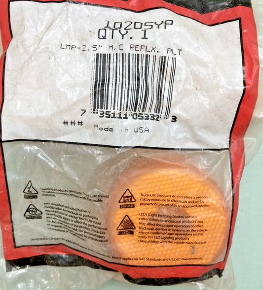 Qty 2 New Genuine Truck-Lite 10205YP 10 Series, Incandescent, Yellow Round Light