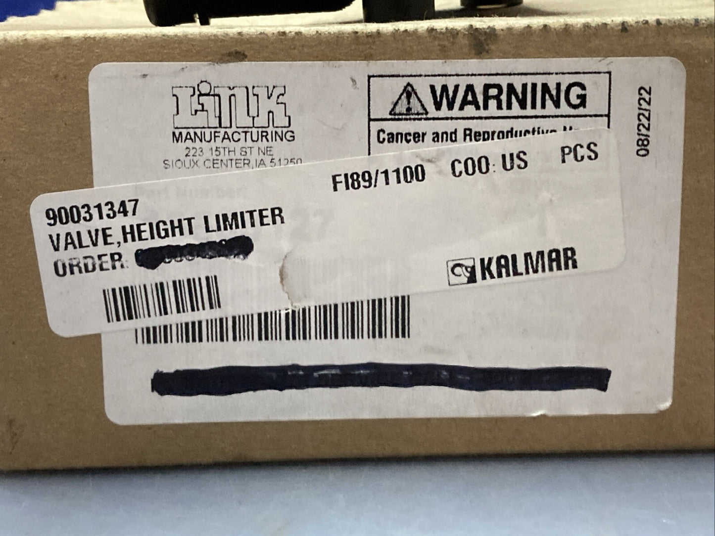 New Genuine Kalmar 90031347 Valve Height Limiter