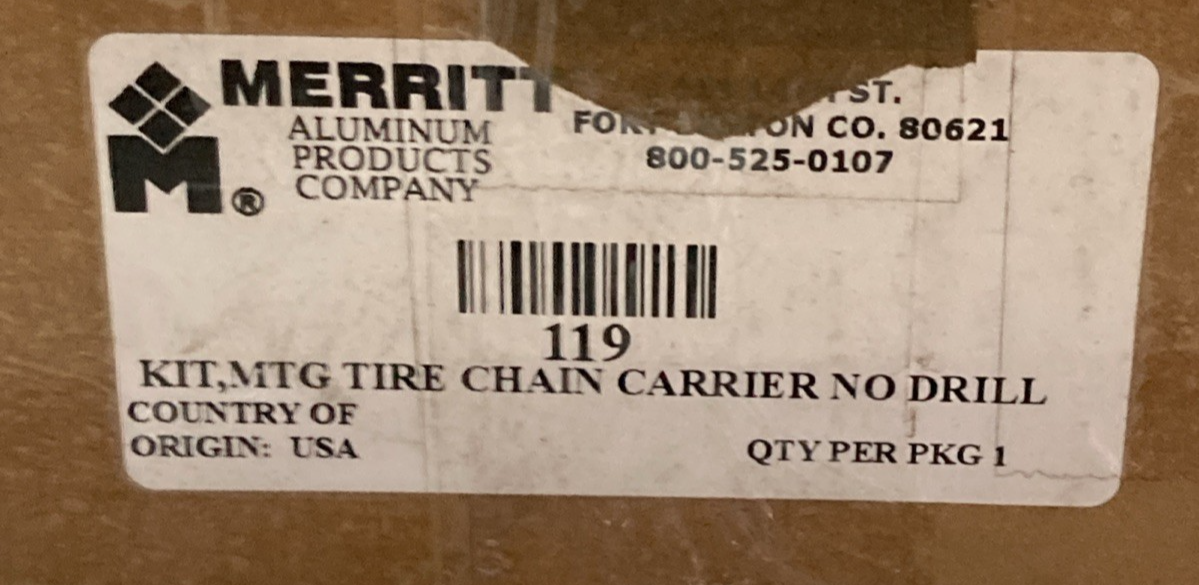 New Genuine Merritt Equipment 119 Kit,Mtg Tire Chain Carrier