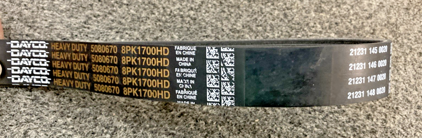 New Genuine Dayco 5080670 8K1700 Heavy Duty Poly Rib Belt