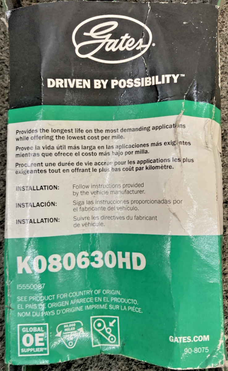 New Genuine Gates K080630HD FleetRunner Heavy-Duty Micro-V Serpentine Drive Belt