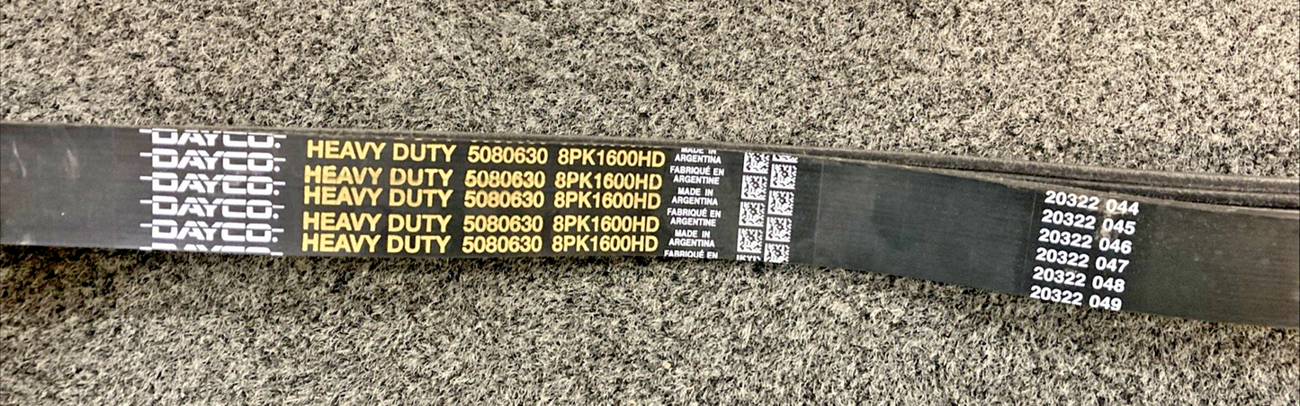 New Genuine Dayco 5080630 8PK1600 Heavy Duty Poly Rib Belt