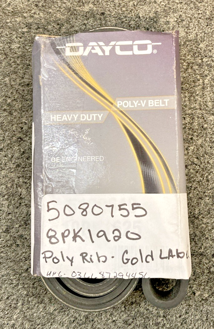 New Genuine Dayco 5080755 8pk1920 Poly Rib Belt, Gold Label