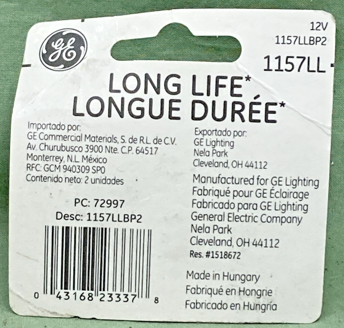 New Genuine GE 1157LL 12V Bulb Set