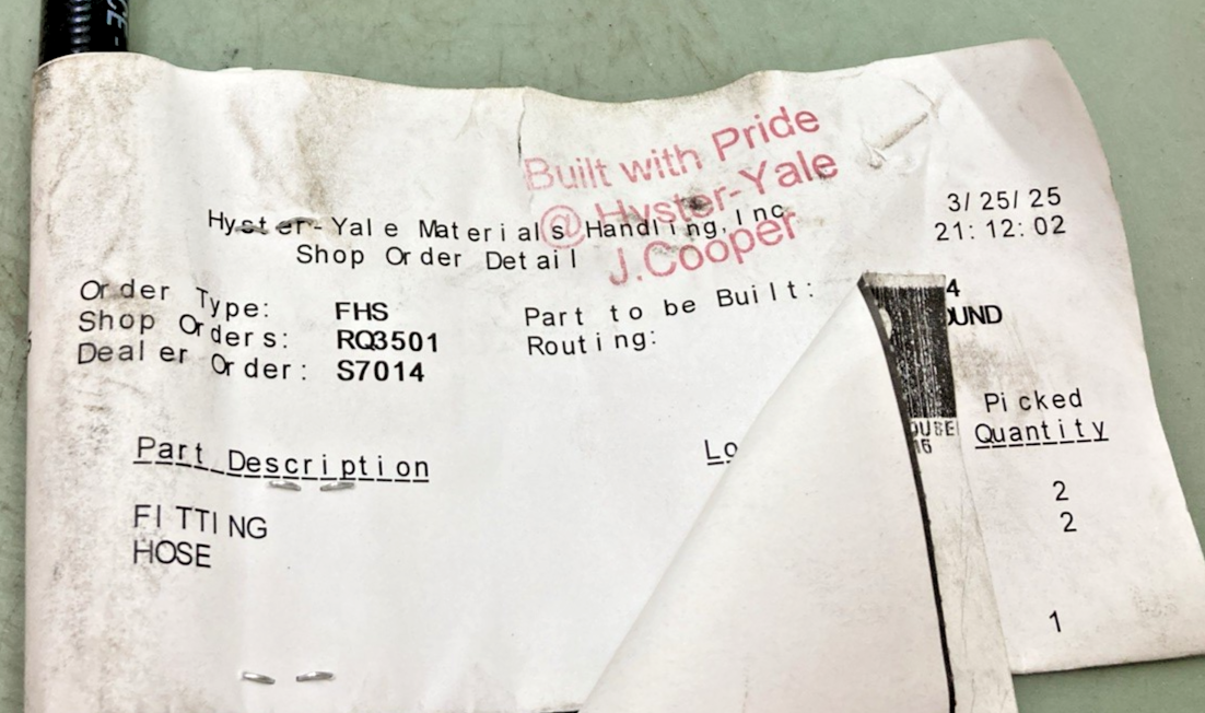 New Genuine Hyster 4212843 Hose Assy