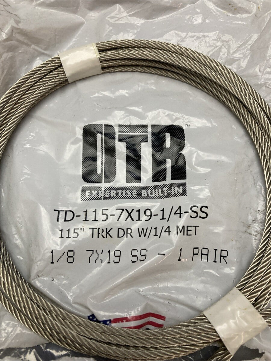 New Genuine OTR TD-115-7X19-1/4-SS Roll Up Door Cable
