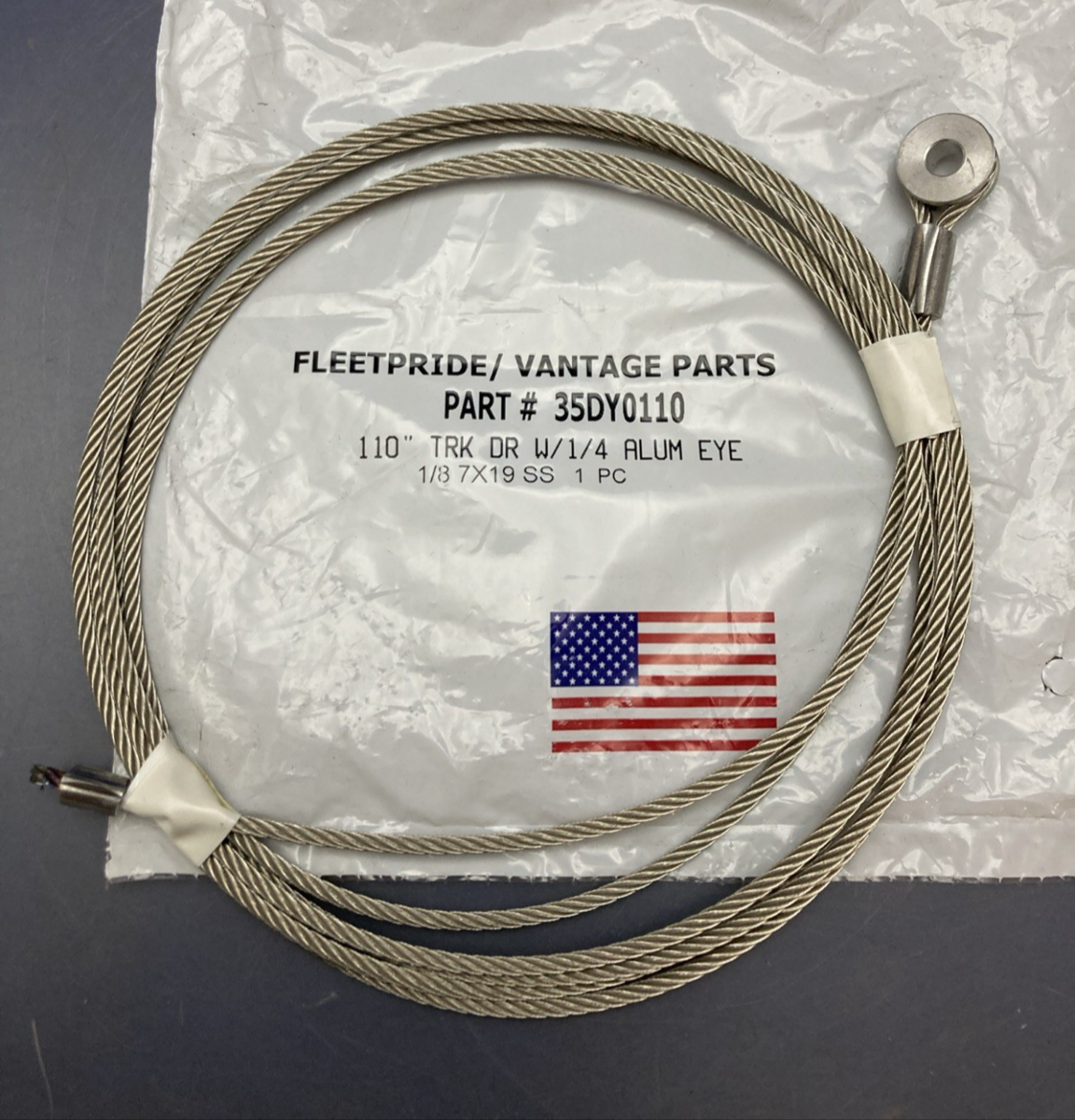 New Genuine Fleetpride/Vantage 35DY0110 Roll Up Door Cable