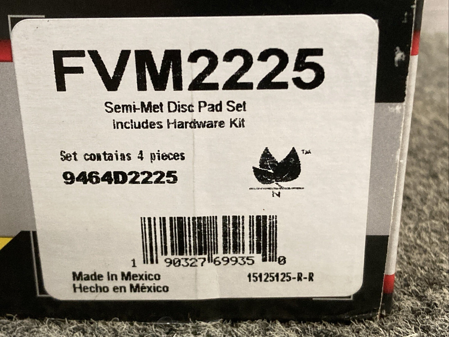New Genuine FVP FVM2225 Semi-Met Disc Brake Pad Set