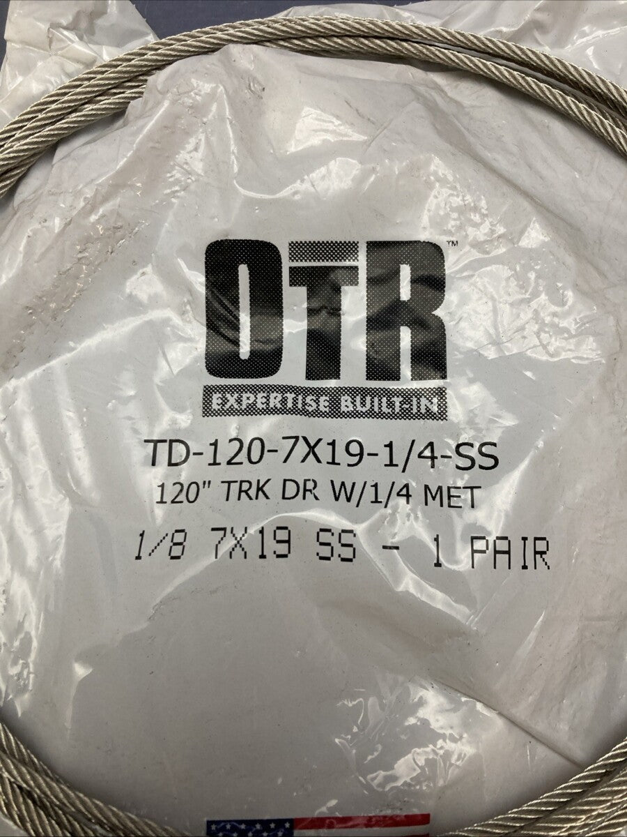New Genuine OTR TD-120-7x19-1/4-SS Roll Up Door Cable