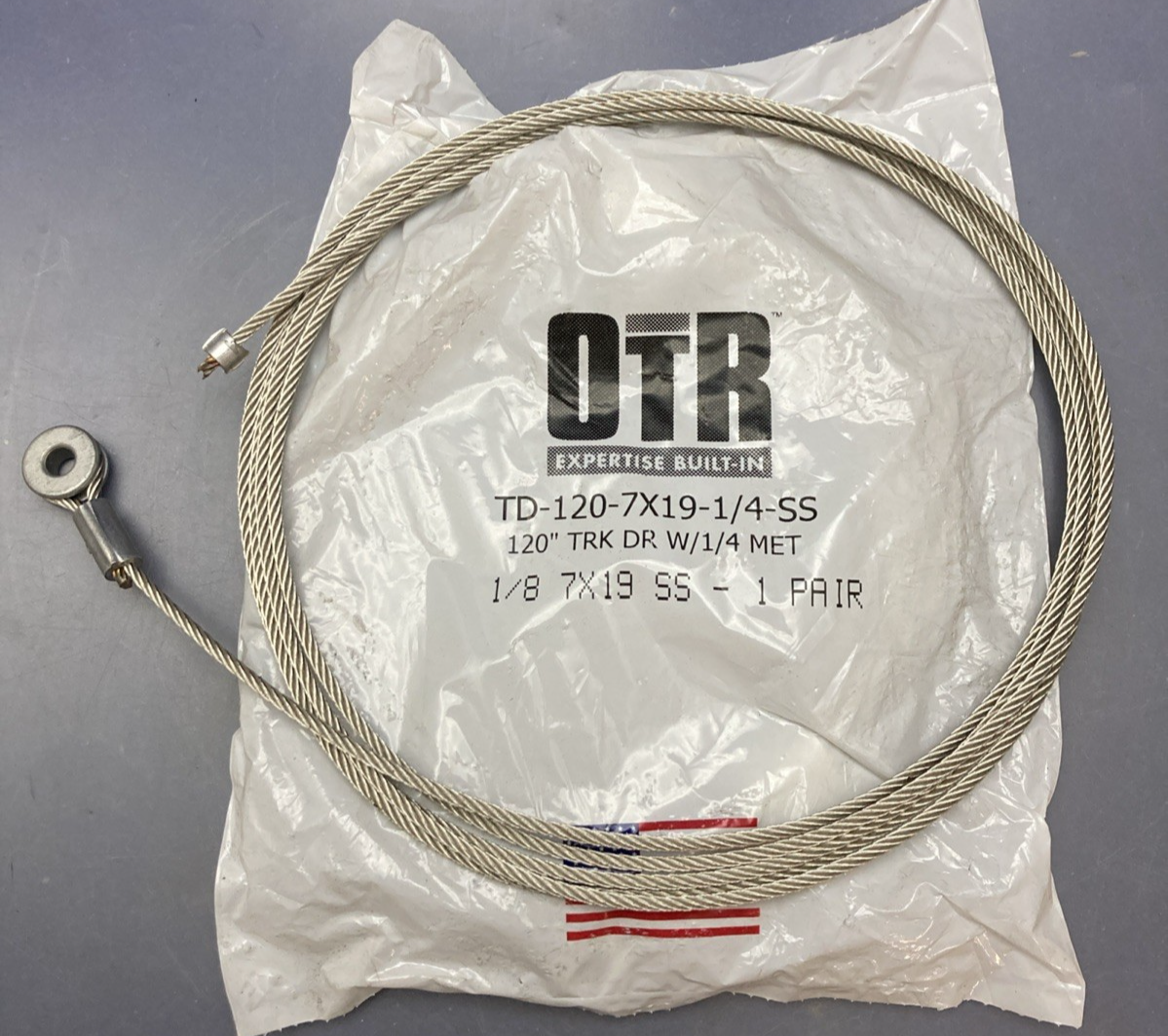New Genuine OTR TD-120-7x19-1/4-SS Roll Up Door Cable