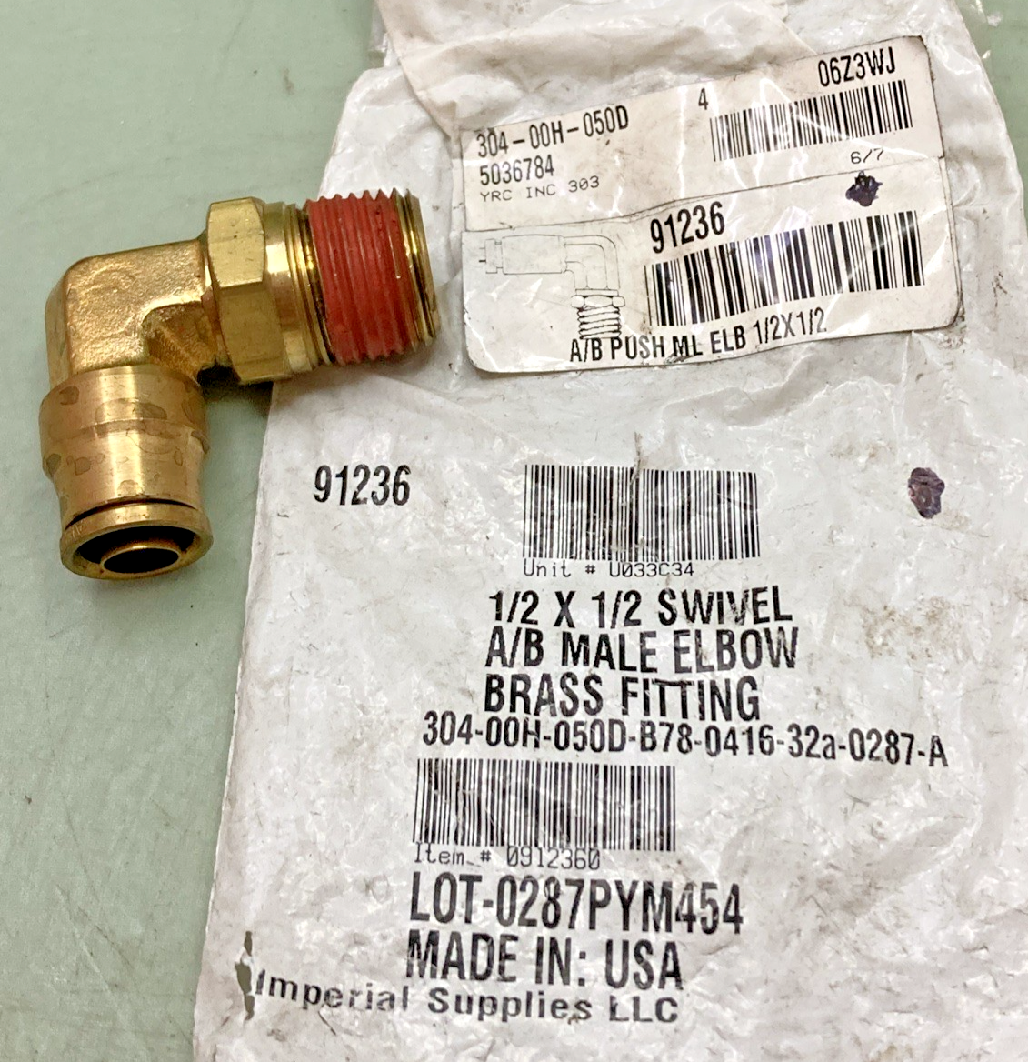 Qty 3 New Genuine Imperial 91236 Male Elbow Brass Fitting