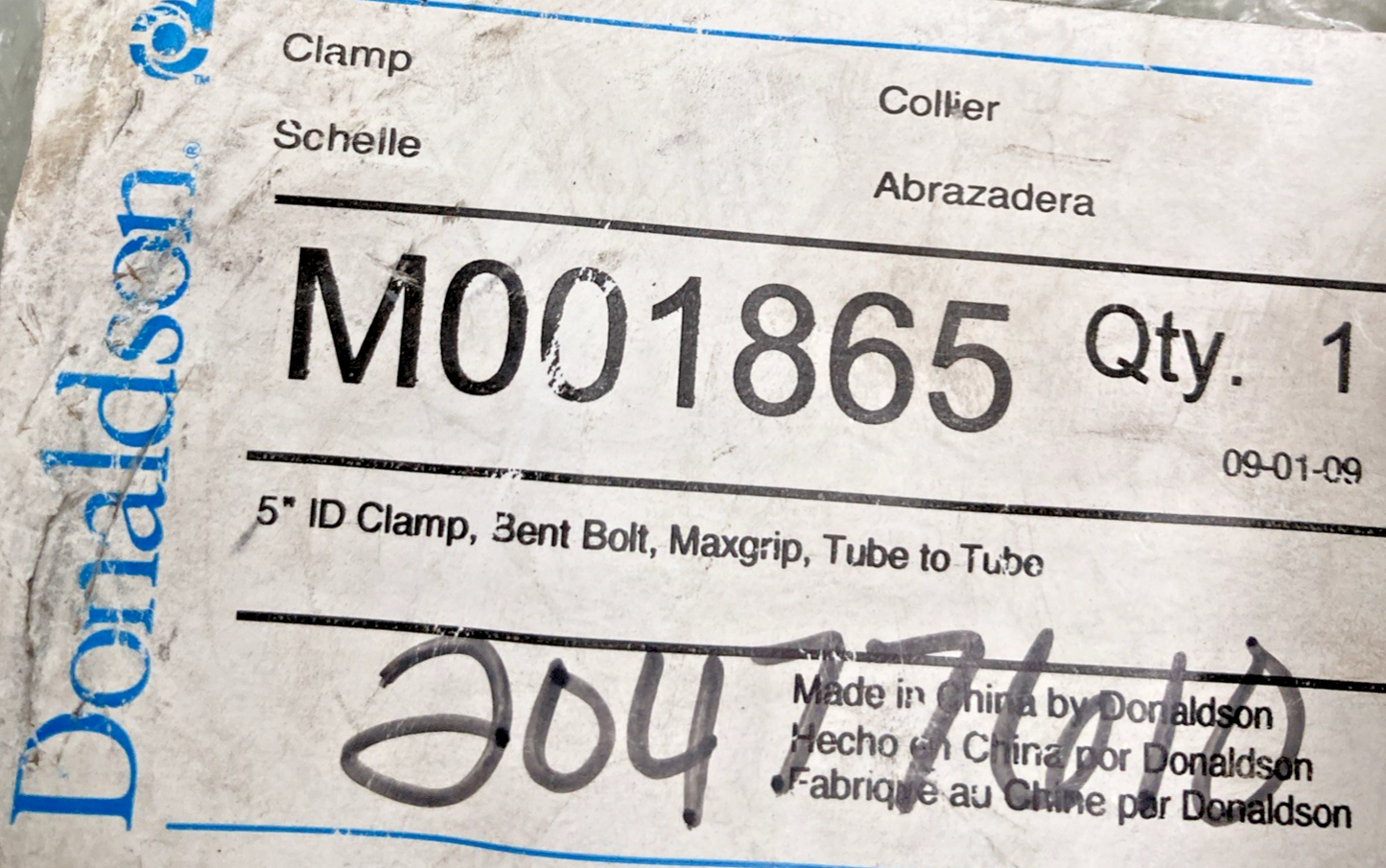 New Genuine Donaldson M001865 Exhaust Clamp - Bent Bolt Style