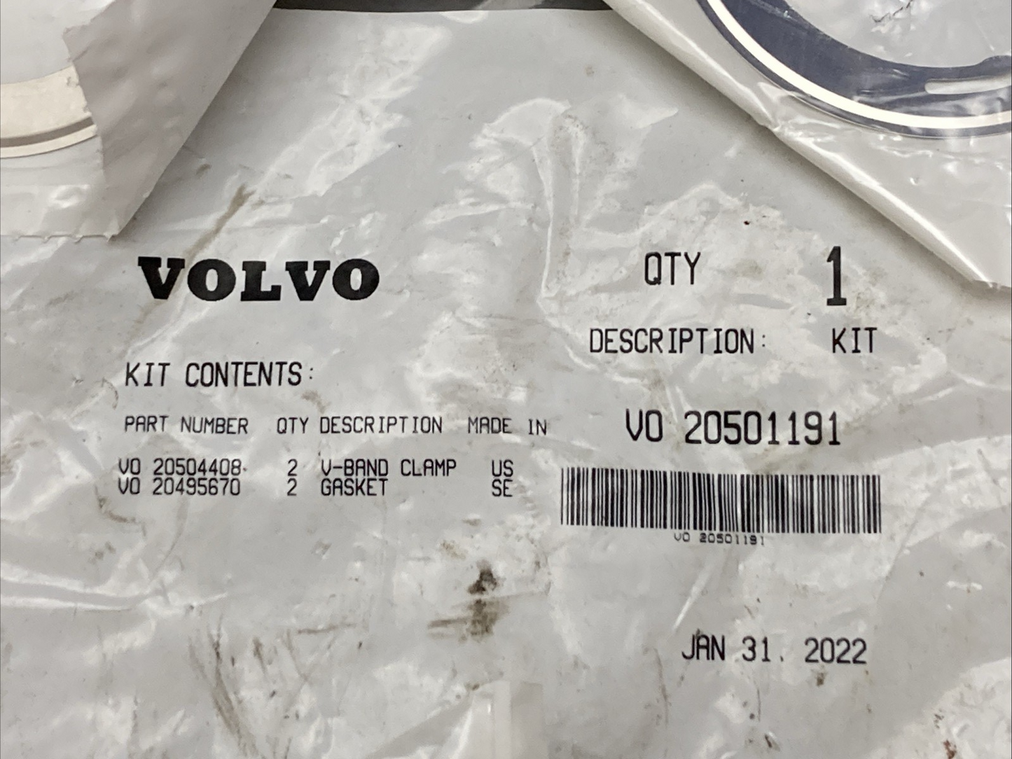 New Genuine Volvo 20501191 V-Band Clamp Kit