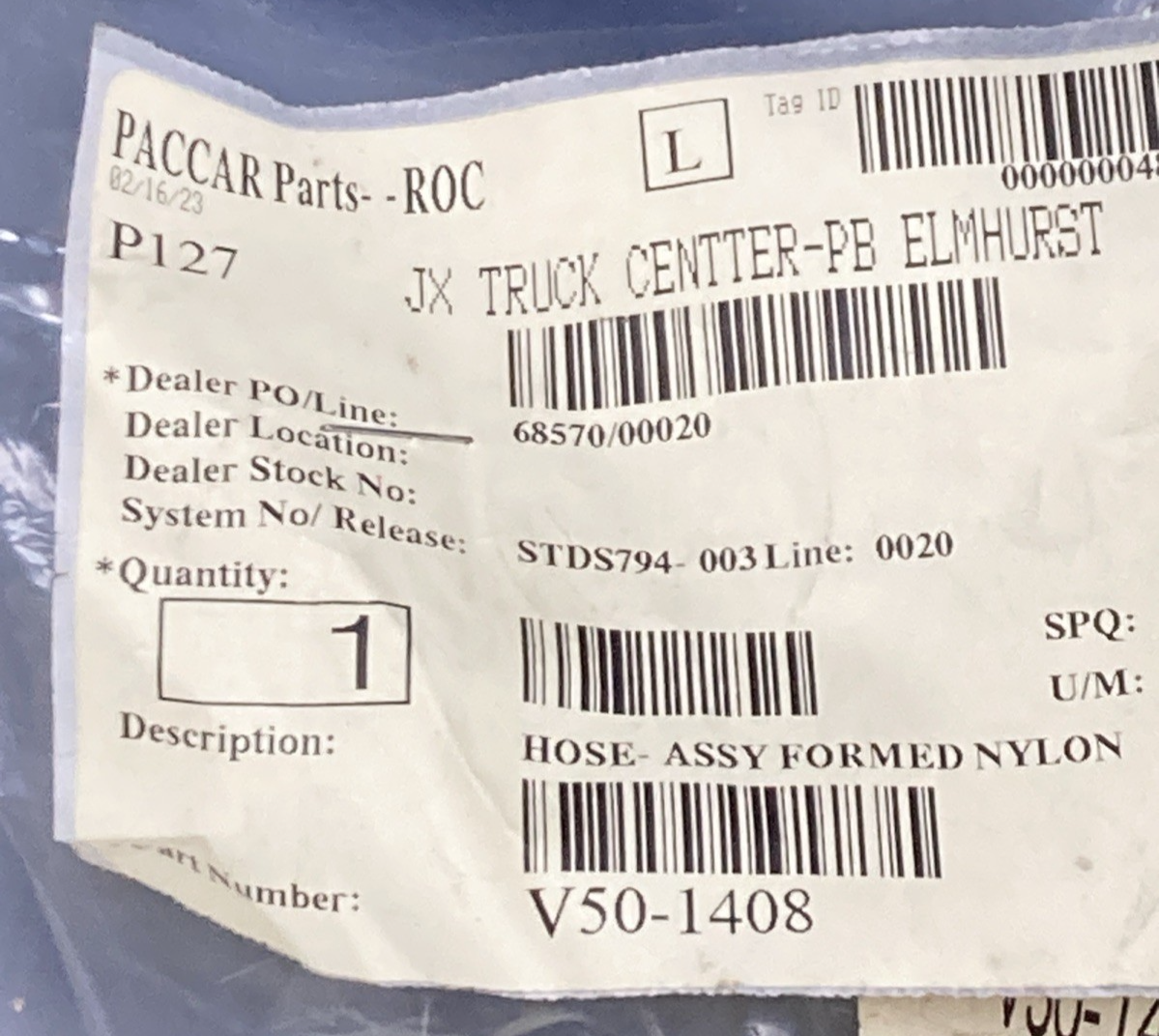New Genuine Paccar V50-1408 Hose Assembly Formed Nylon