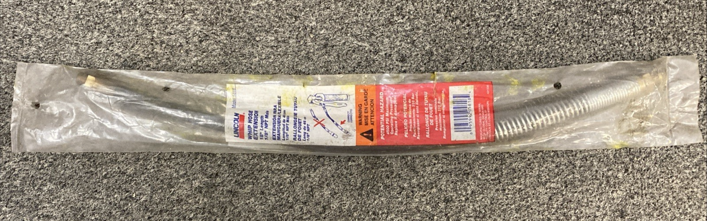 New Genuine Lincoln 5818 Whip Hose Extension , 18" Length, 1/8" NPT Male