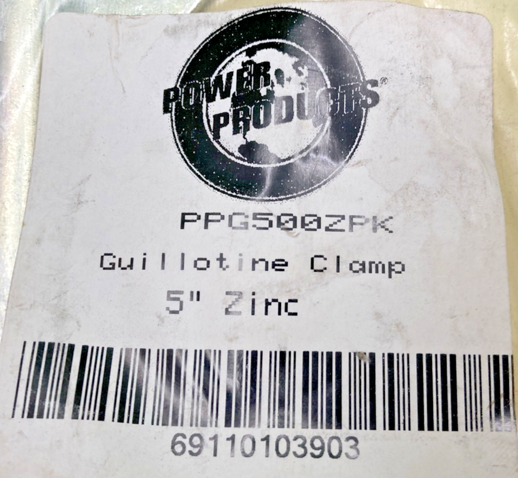 New Genuine Power Products PPG500ZPK Guillotine Clamp 5" Zinc