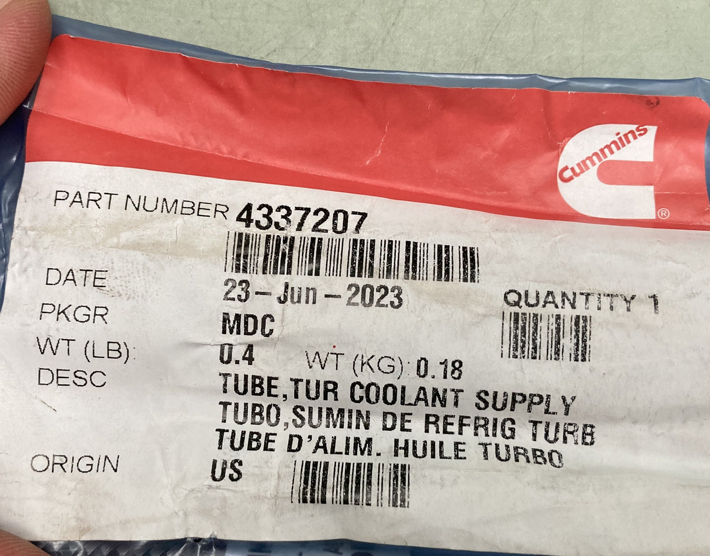 New Genuine Cummins 4337207 Multi-Purpose Hose