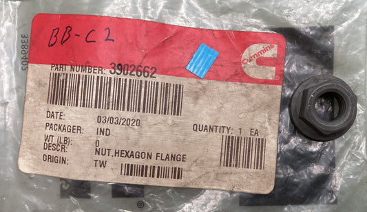New Genuine Cummins 3902662 Nut, Hexagon Flange