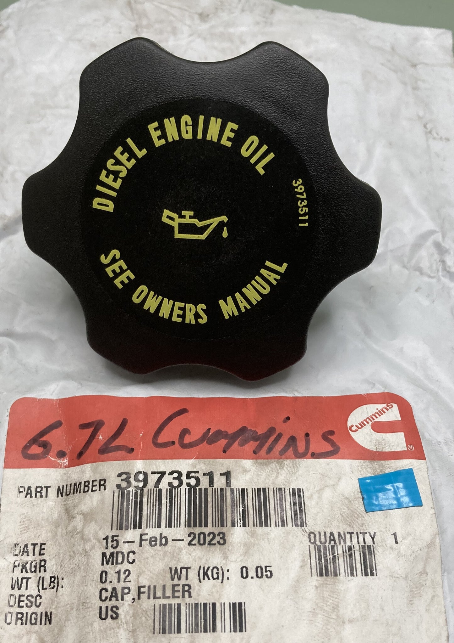 New Genuine Cummins 3973511 Cap, Filler