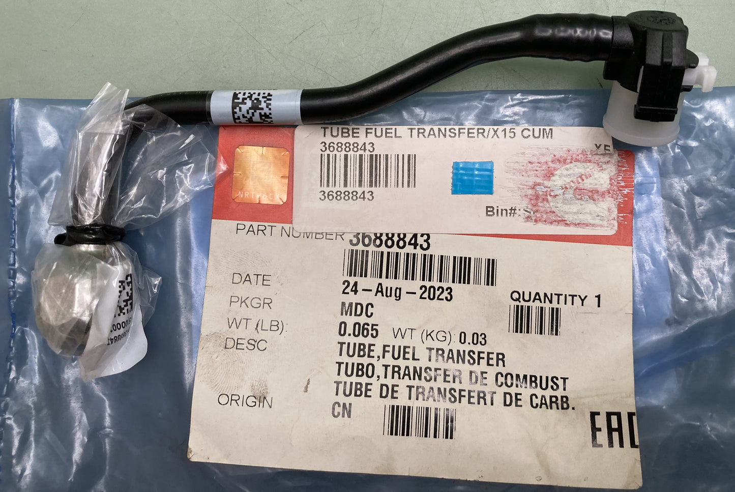 New Genuine Cummins 3688843 Tube, Fuel Transfer