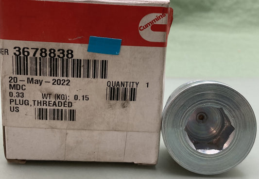 New Genuine Cummins 3678838 Plug, Threaded