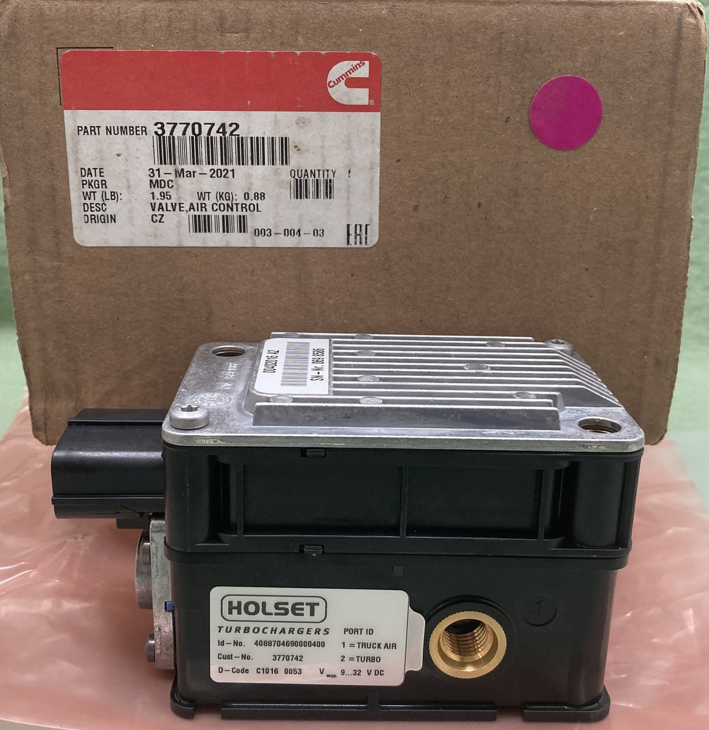 New Genuine Cummins 3770742 Valve, Air Control