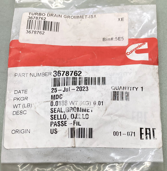 New Genuine Cummins 3678762 Seal, Grommet