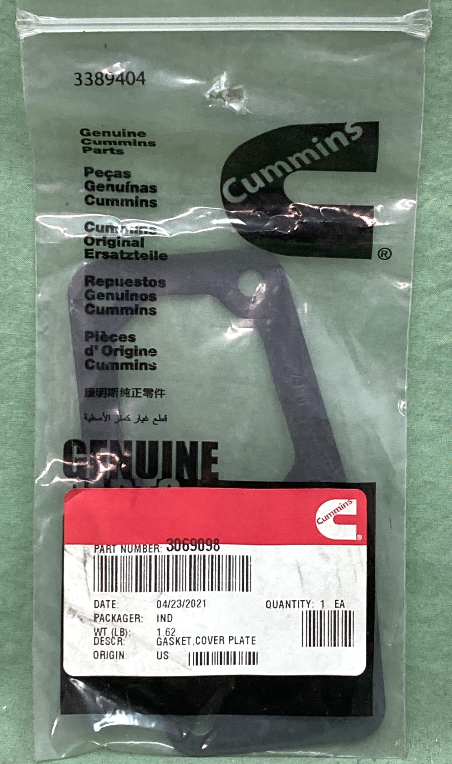 New Genuine Cummins 3069098 Cover Plate Gasket