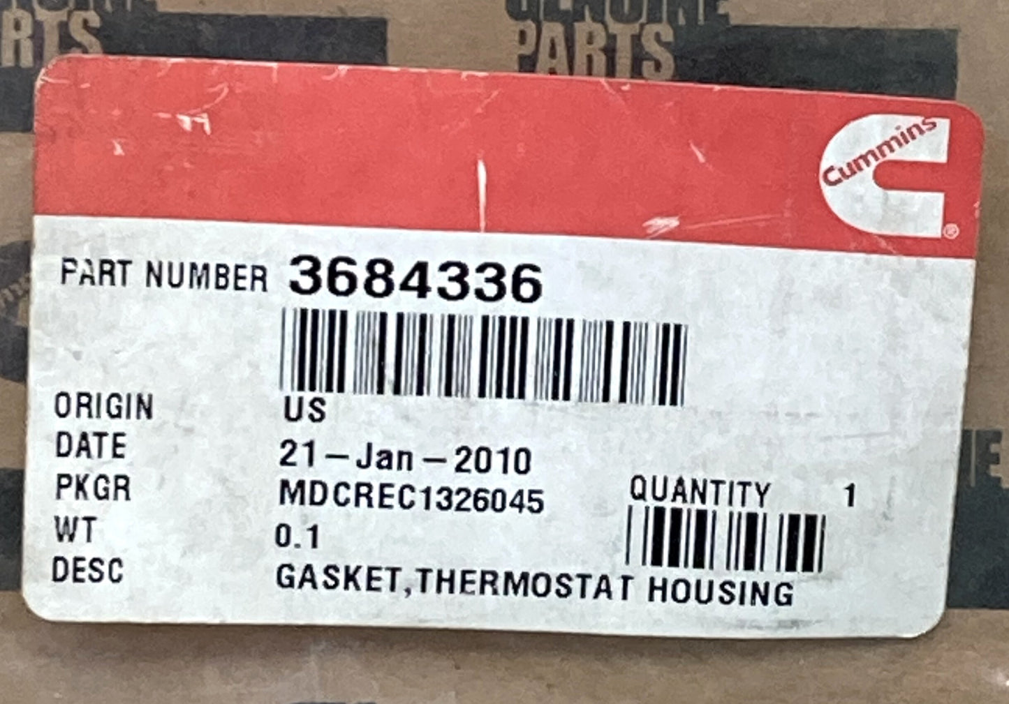 New Genuine Cummins 3684336 Thermostat Housing Gasket