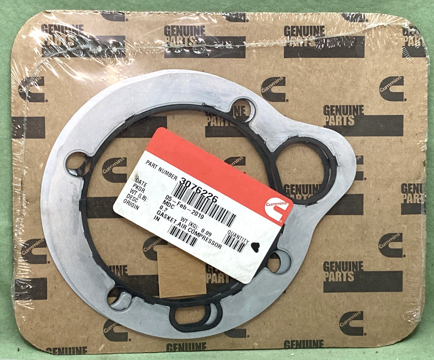 2 Pk. New Genuine Cummins 3076226 Air Compressor Gasket