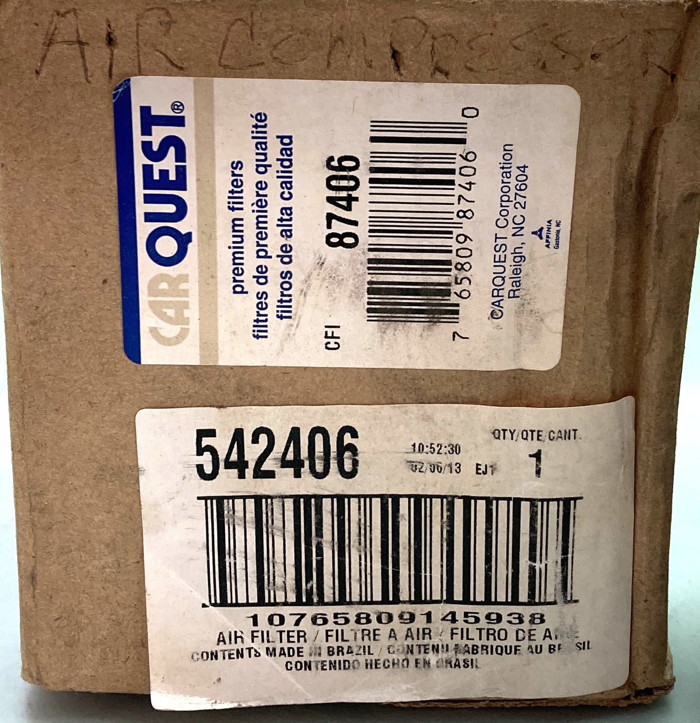 New Genuine Car Quest 87406 Air Filter