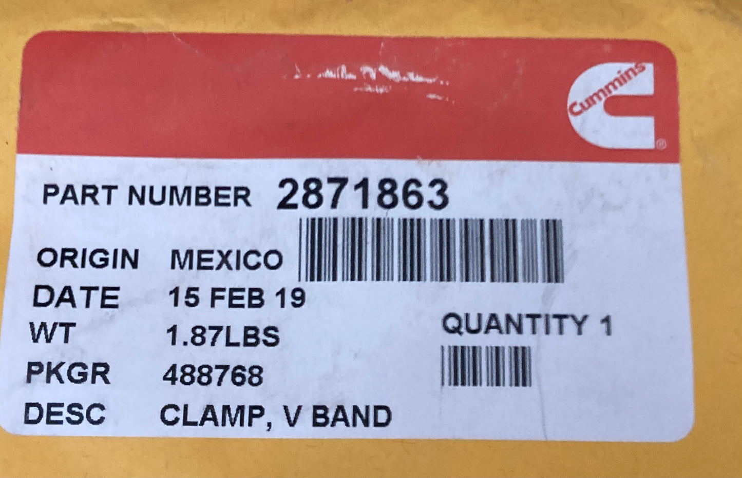 New Genuine Cummins 2871863 V Band Clamp