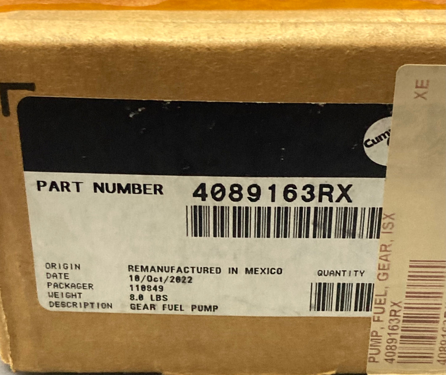 Reman Genuine Cummins 4089163RX Fuel Injector Pump