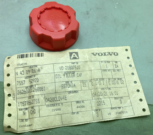New Genuine Volvo 20807510 Oil Filter Cap