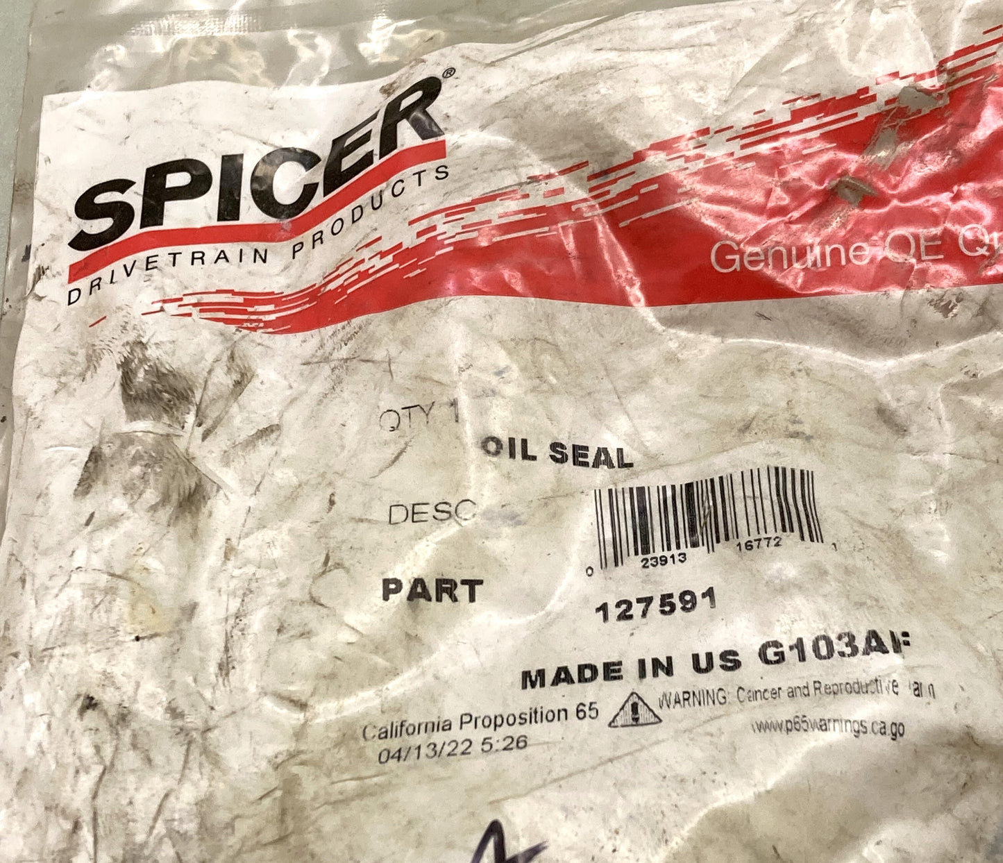 New Genuine Spicer 127591 Oil Seal