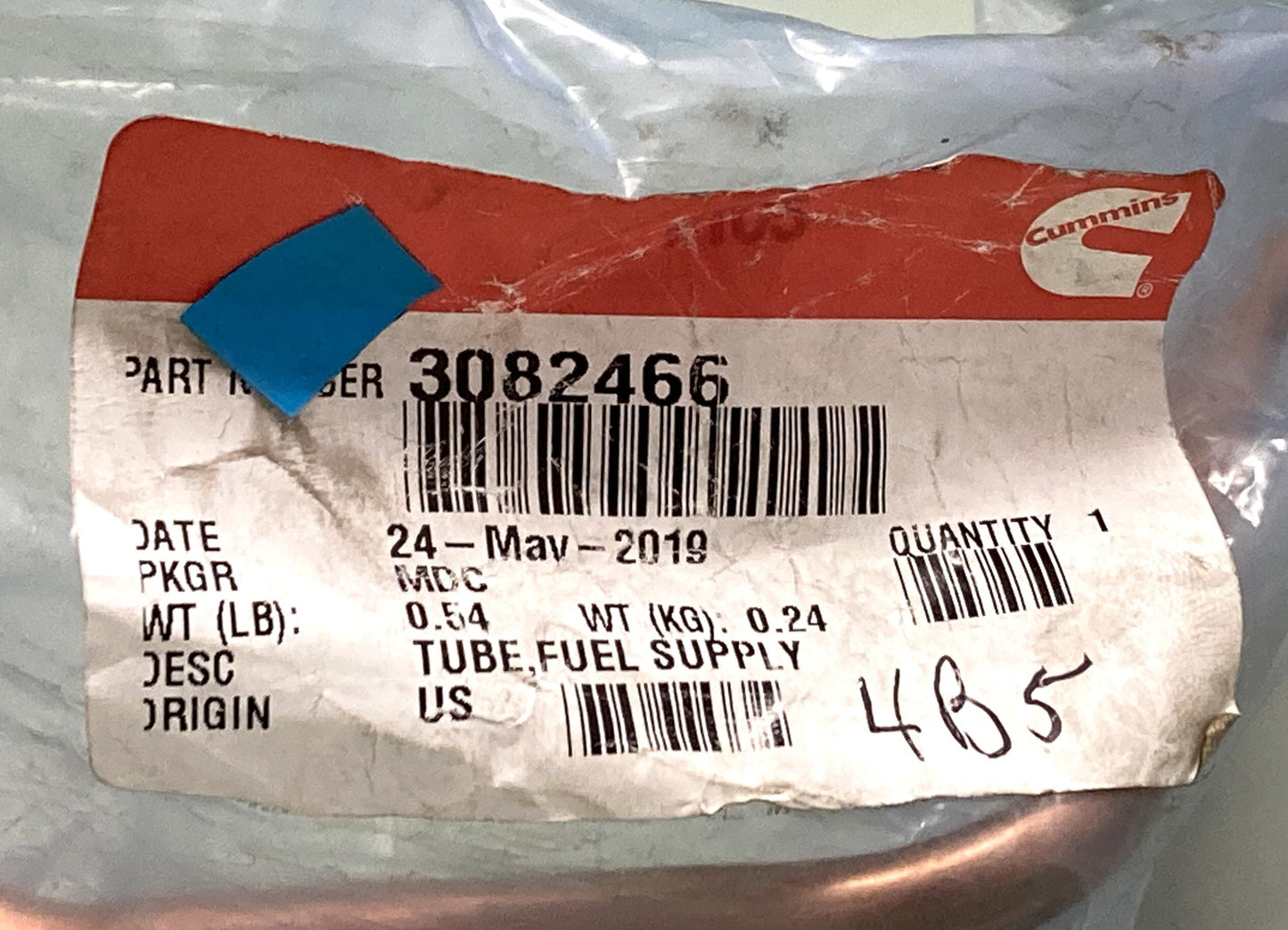 New Genuine Cummins 3082466 Fuel Supply Tube