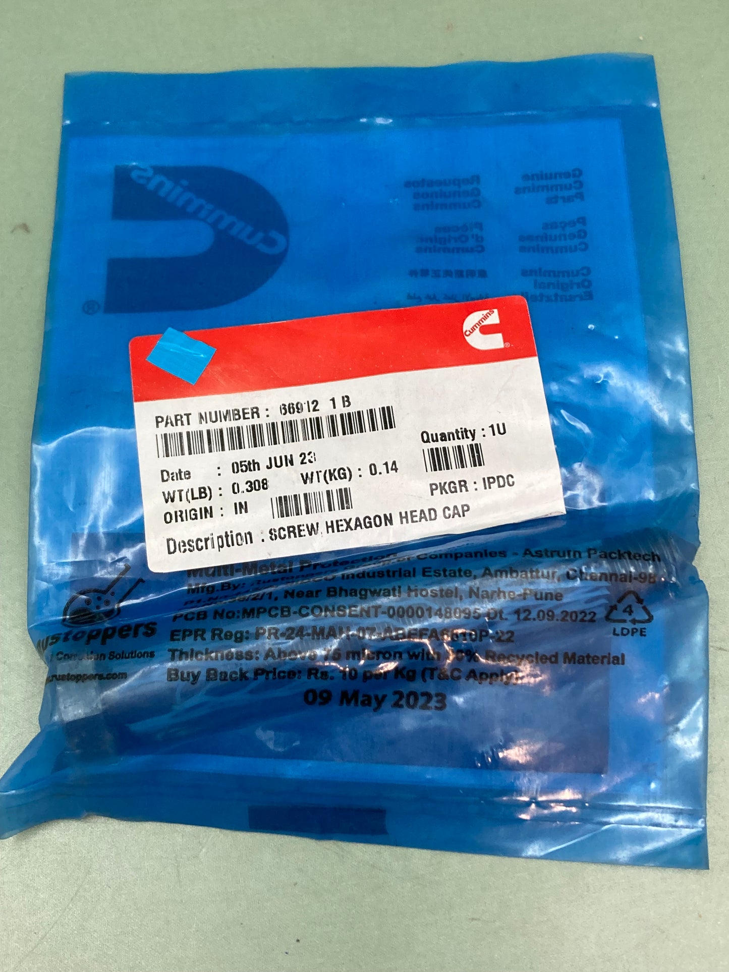 New Genuine Cummins 669121B Screw,Hexagon Head Cap