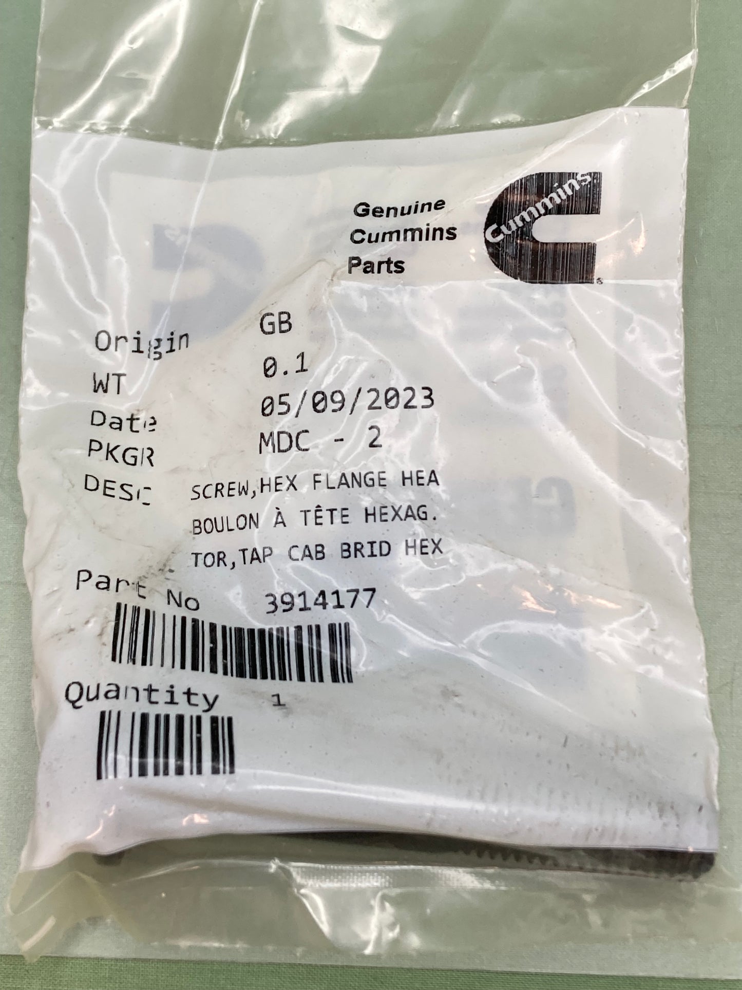 New Genuine Cummins 3914177 Screw Cap Hexagon Flange Head
