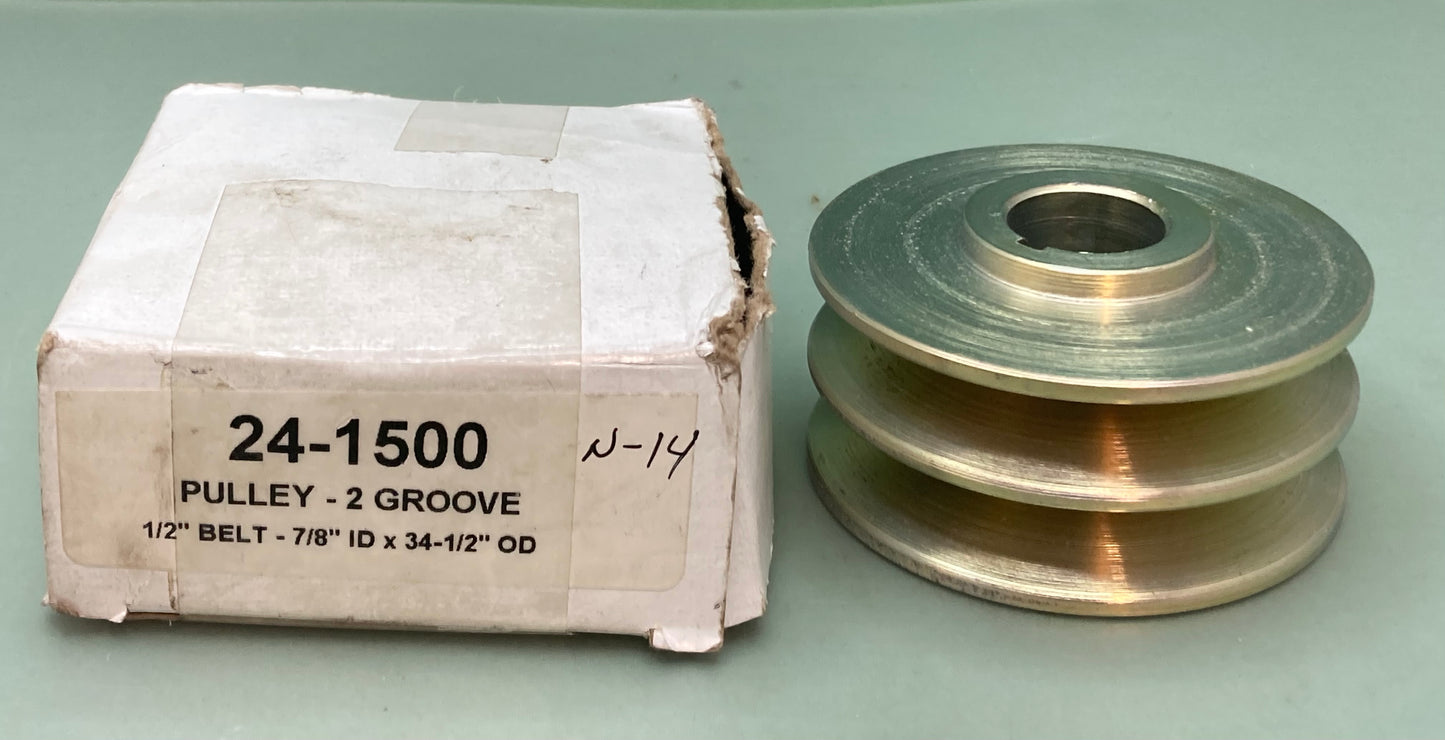 New Replaces WAI 24-1500 Pulley 2 Groove 1/2" Belt 7/8" IDX 34-1/2" OD
