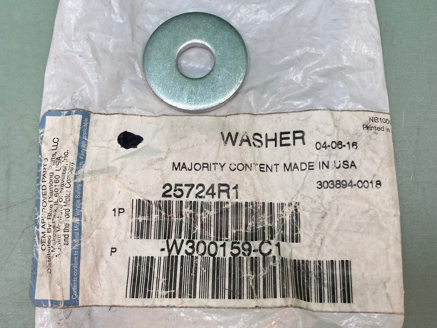 New Genuine International 25724R1 Washer .406 Id X 1.125 0D Type D Zn