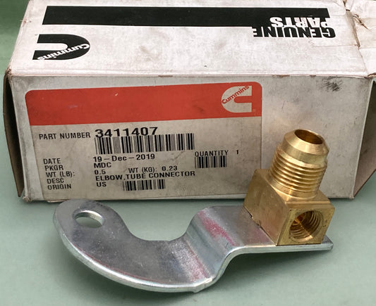 New Genuine Cummins 3411407 Elbow, Tube Connector