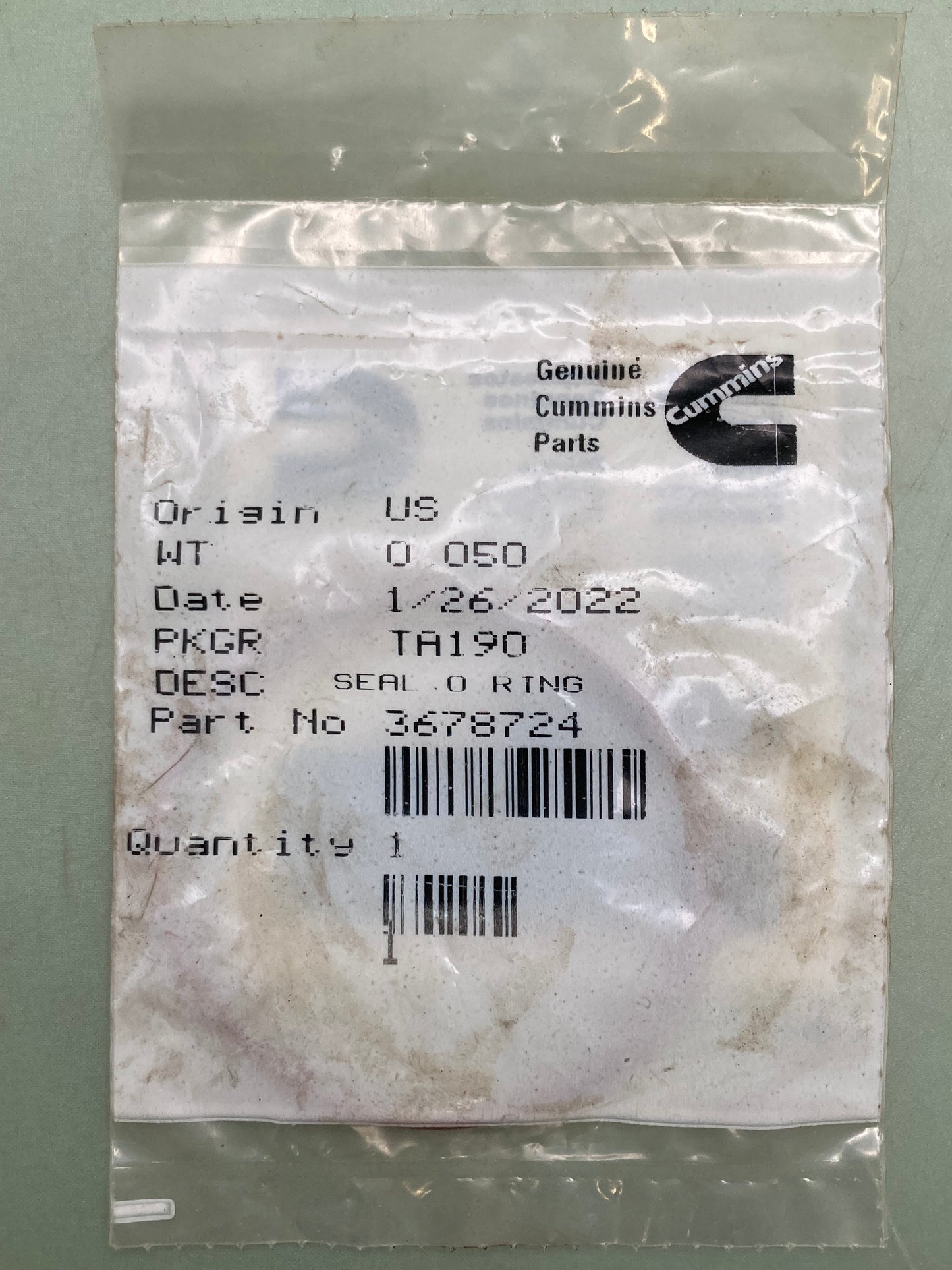 New Genuine Cummins 3678724 O-Ring Seal