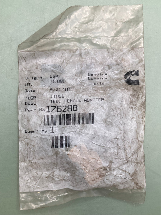 New Genuine Cummins 176288 TEE, Female Adapter