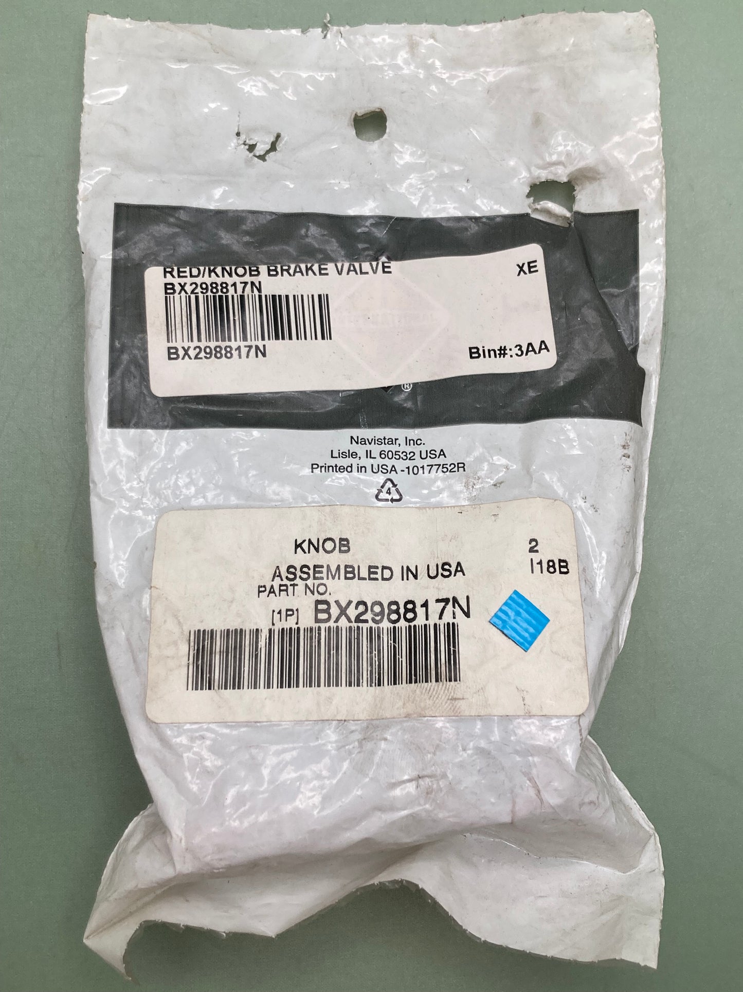 2 Pk New Genuine International BX298817N Brake Valve, Red/Knob