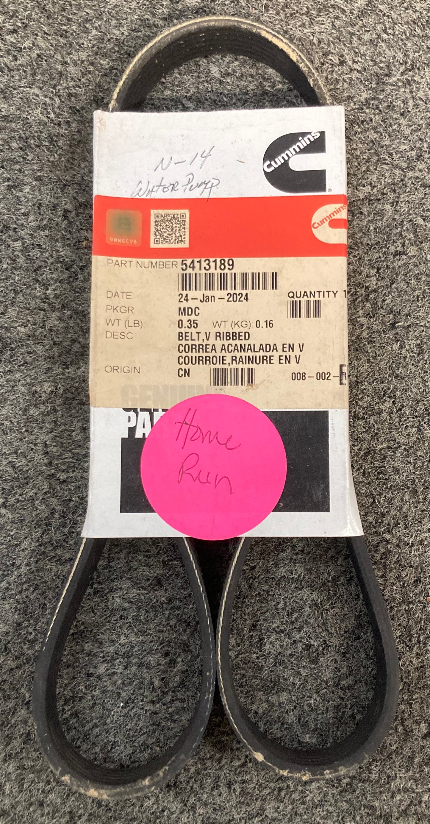 New Genuine Cummins 5413189 Belt, V Ribbed