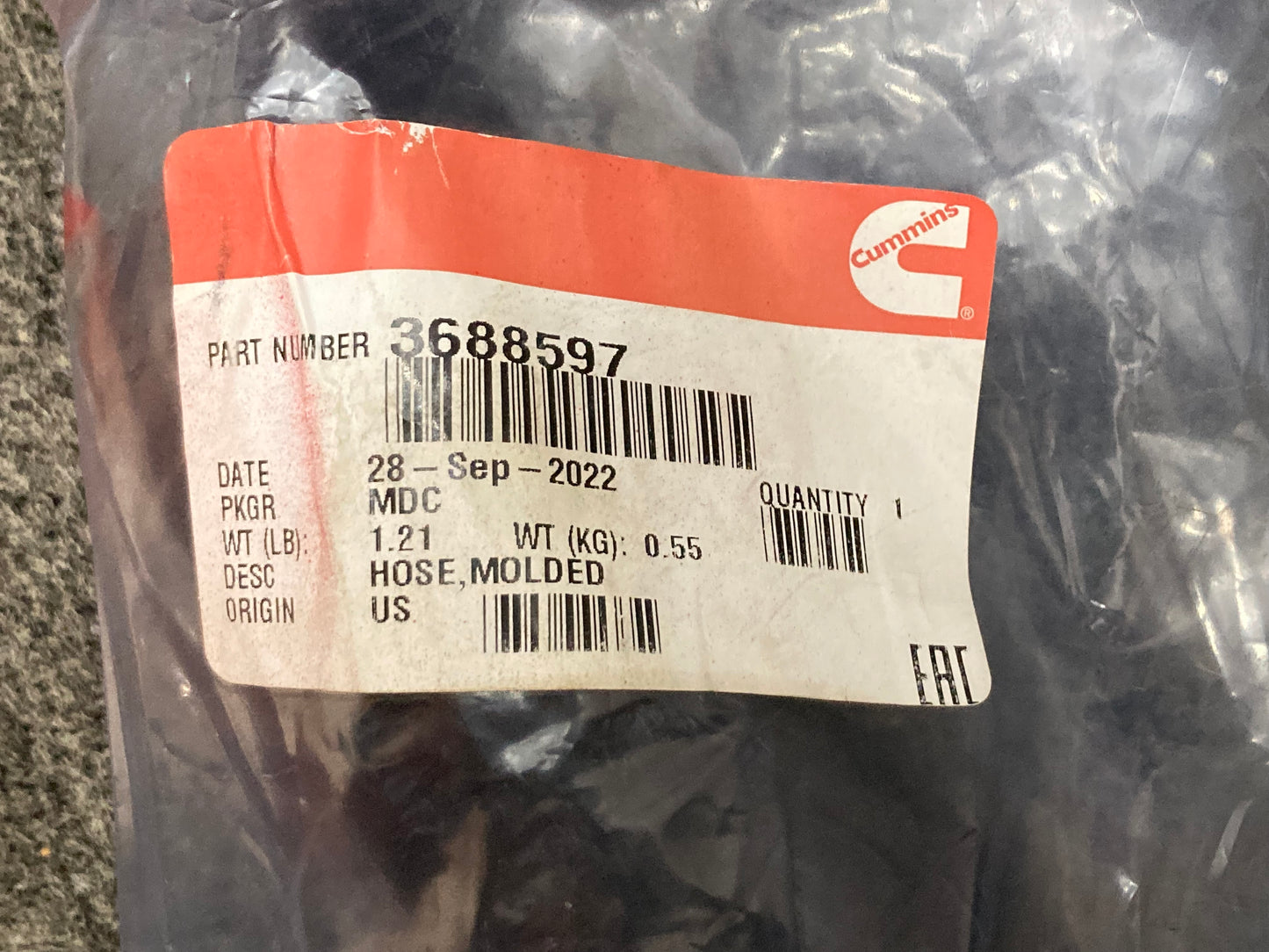New Genuine Cummins 3688597 Hose, Molded