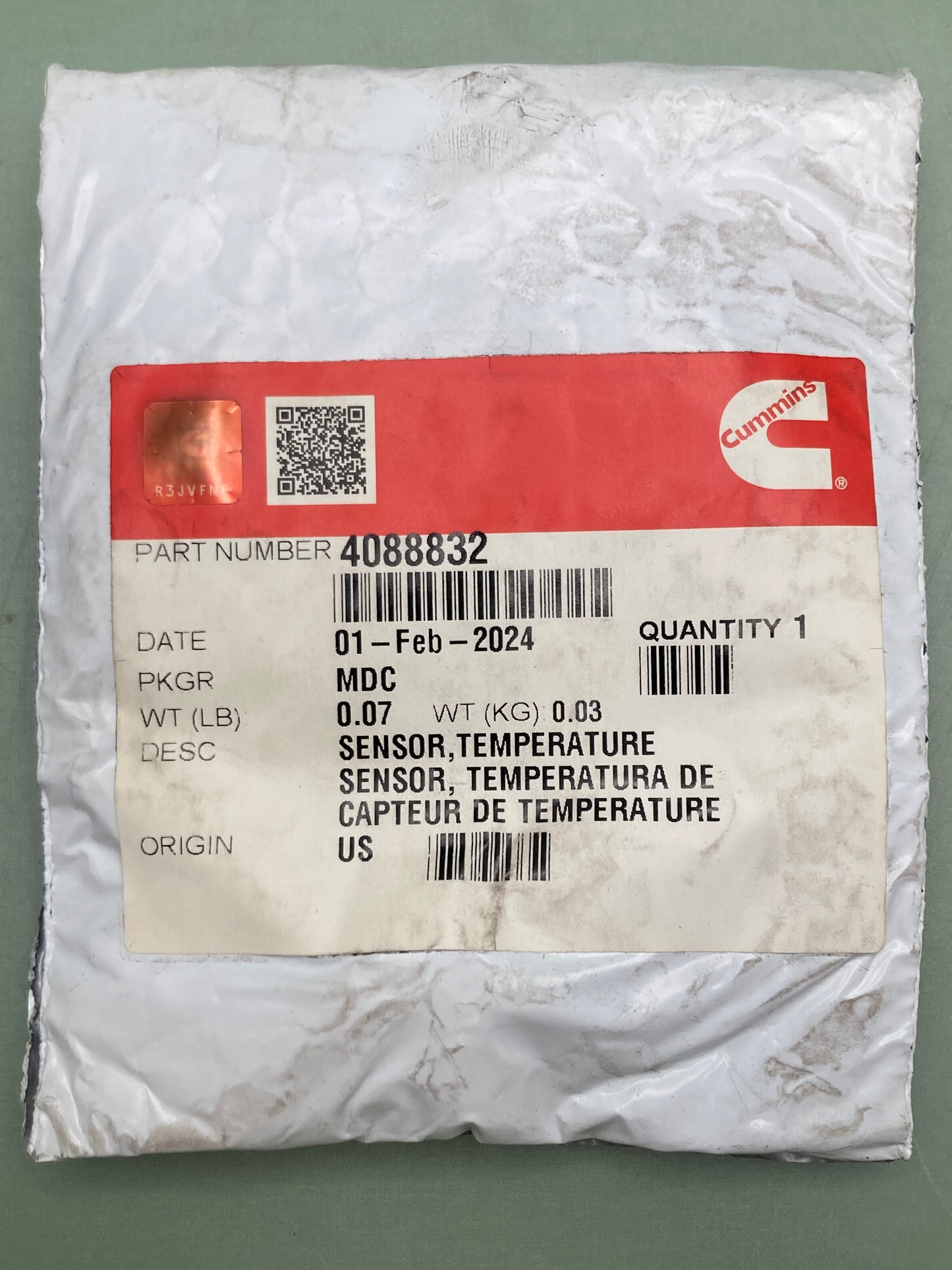 New Genuine Cummins 4088832 Sensor, Temperature