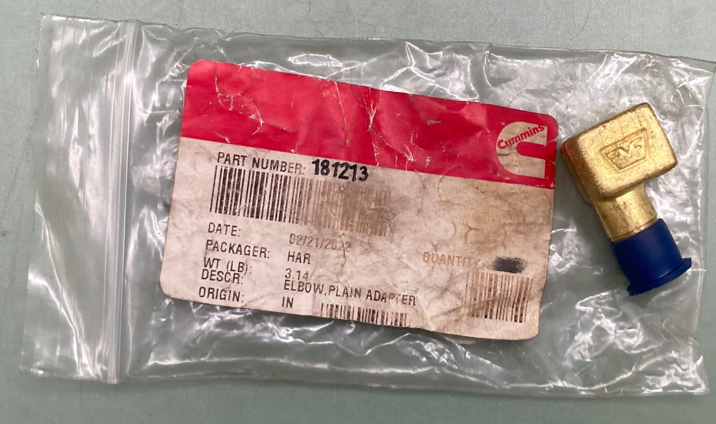 New Genuine Cummins 181213 Elbow, Plain Adapter