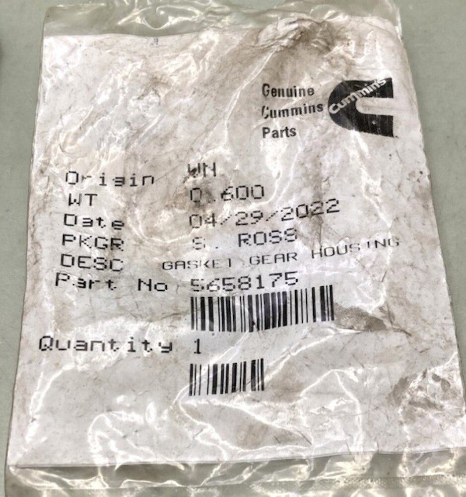 New Genuine Cummins 5658175 Gasket, Gear Housing