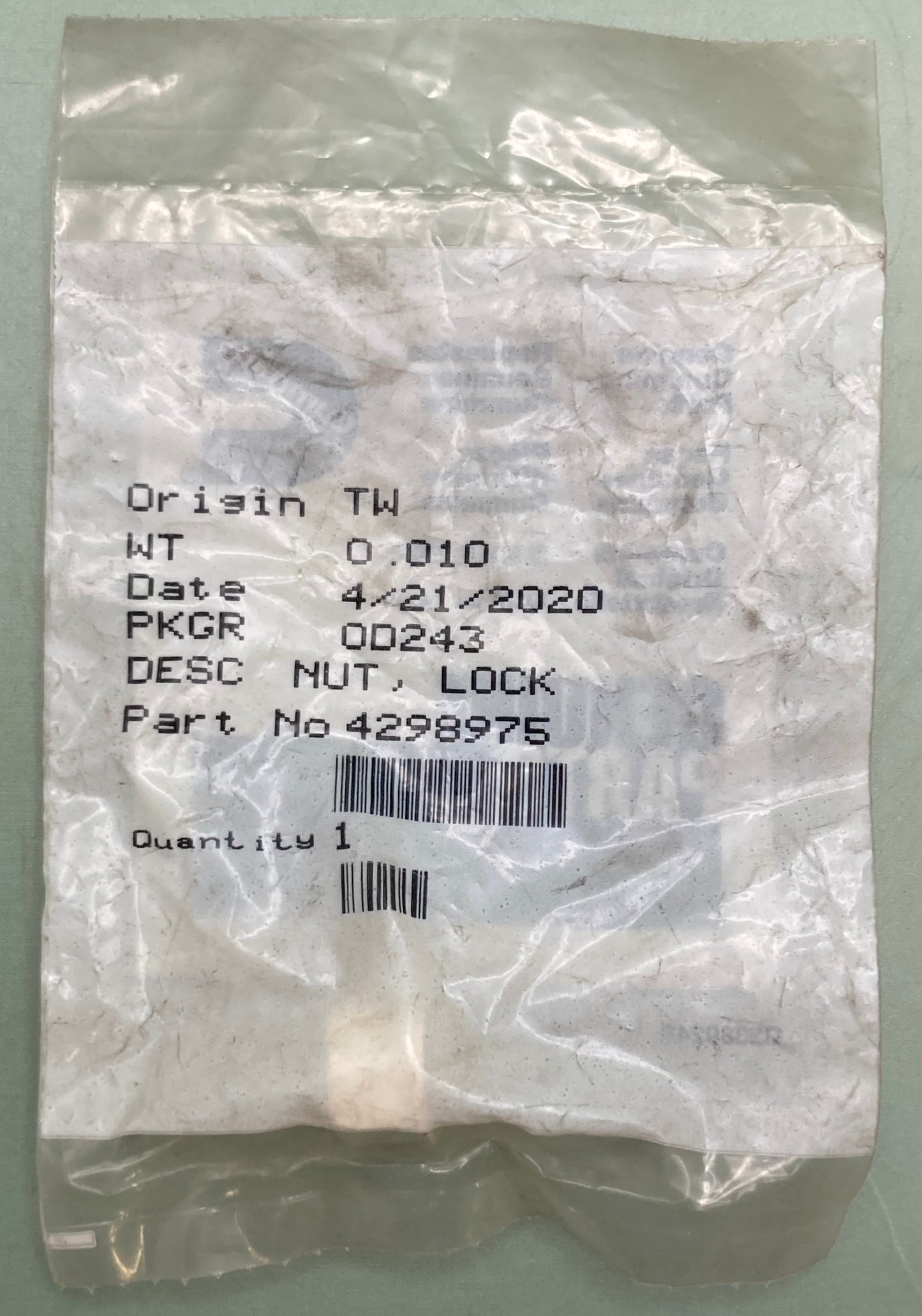QTY 2 New Genuine Cummins 4298975 Nut, Lock